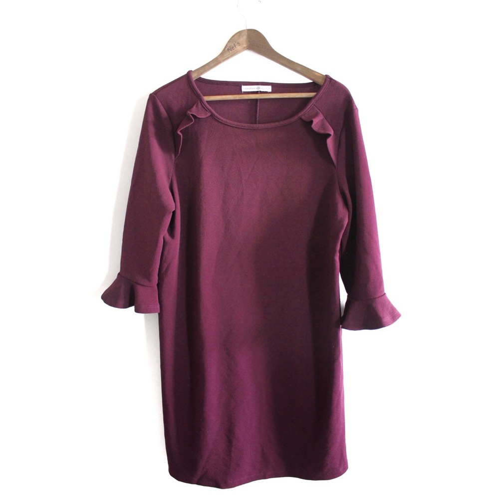 Signature Collection Preowned Plum Ruffle Midi Dress Large (12-14)